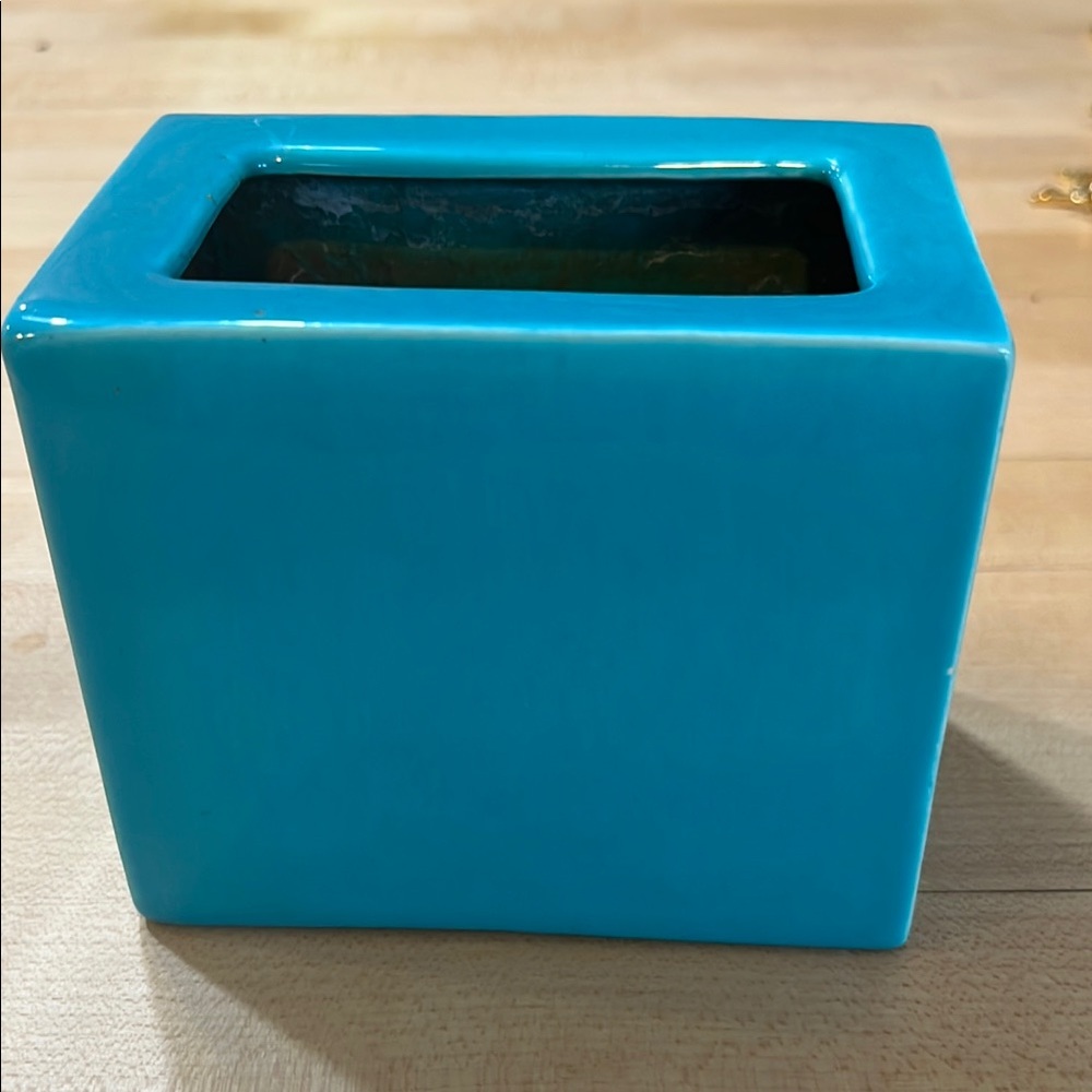 Metlox Rectangular 966 Pillovase Art Pottery planter Turquoise MCM VTG